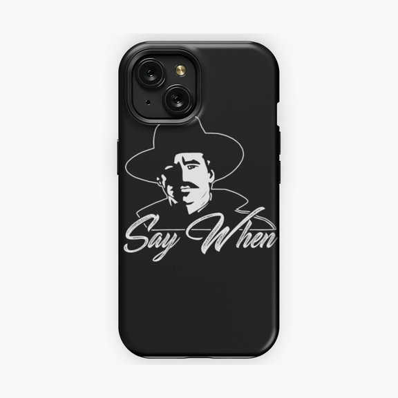 Protective iPhone Case Western Doc Quote Inspired Say When Design Phone Case Famous Tombstone Movie Line Shell IP13/14 Magnetic MagSafe Compatible