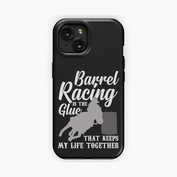 Protective iPhone Case Western Horse Racer Barrel Racing Girls Phone Case Rodeo Equestrian Shield IP13/14 Magnetic MagSafe Compatible