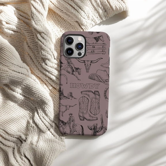 Protective iPhone Case Western Phone Case Collage Cowboy Boots Neutral Vintage Style IP16 Magnetic MagSafe Compatible