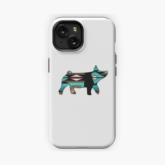 Protective iPhone Case Western Show Pig Farm Animal Rustic Country Phone Case IP15 Magnetic MagSafe Compatible