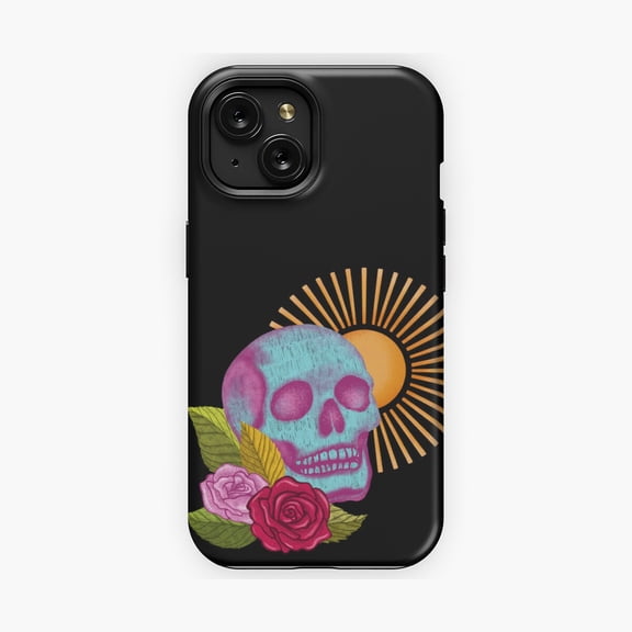 Protective iPhone Case Western Skull With Sun Desert Artwork Phone Case Boho Longhorn Gothic Cover IP15 Magnetic MagSafe Compatible
