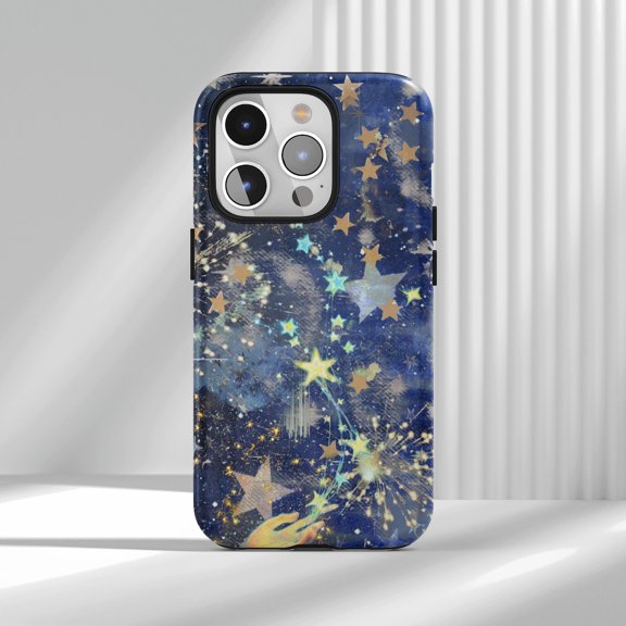 Protective iPhone Case Whimsical Starry Night Cell Phone Case Magical Celestial Sparkle Cover Cover IP16 Magnetic MagSafe Compatible