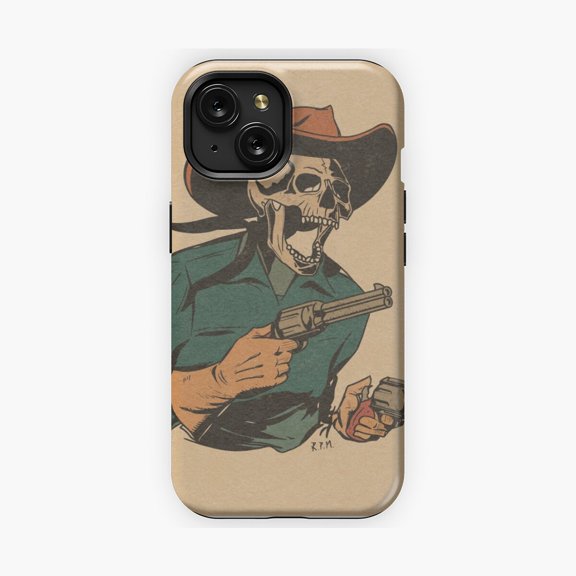 Protective iPhone Case Wild West Gunslinger Cowboy Silhouette Phone Case Quick Draw Duel Desert Cover IP 16ProMax Magnetic MagSafe Compatible