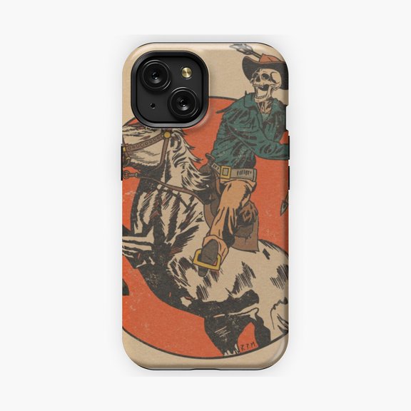 Protective iPhone Case Wild West Rider Western Artwork Phone Case IP15 Magnetic MagSafe Compatible