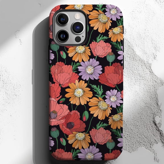 Protective iPhone Case Wildflower Floral Phone Case Botanical Bloom Style IP16 Magnetic MagSafe Compatible