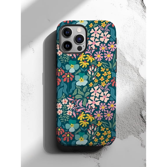 Protective iPhone Case Wildflower Floral Phone Case with Botanical Design Layout IP16 Magnetic MagSafe Compatible