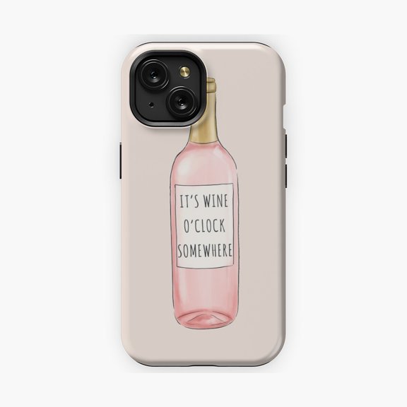 Protective iPhone Case Wine Time Anywhere Inspired Graphic Phone Case IP16 Magnetic MagSafe Compatible
