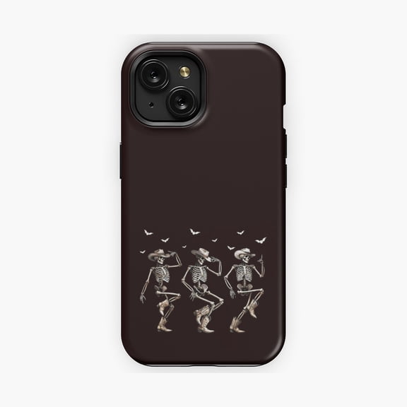 Protective iPhone Case Winter Cowboy Dance Artwork Phone Case Snowy Barn Dance Country Celebration Cover IP15 Magnetic MagSafe Compatible