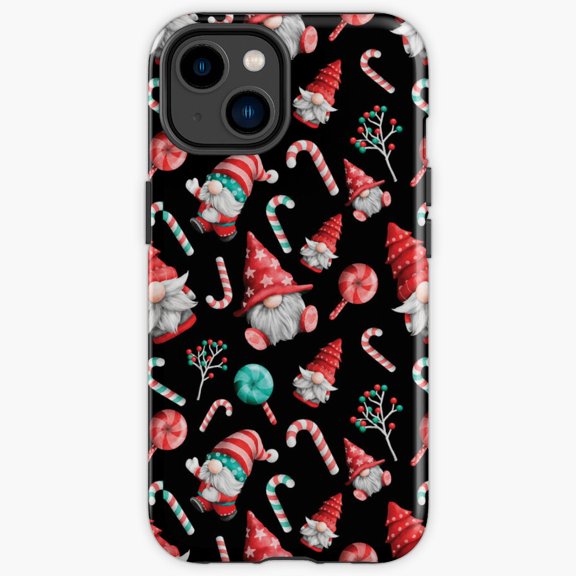 Protective iPhone Case Winter Gnomes Seamless Pattern Socks Hard Case Guard IP13/14 Magnetic MagSafe Compatible