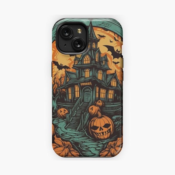 Protective iPhone Case Winter Haunted House Festive Gothic Phone Case Spooky Architecture Cover IP16 Magnetic MagSafe Compatible