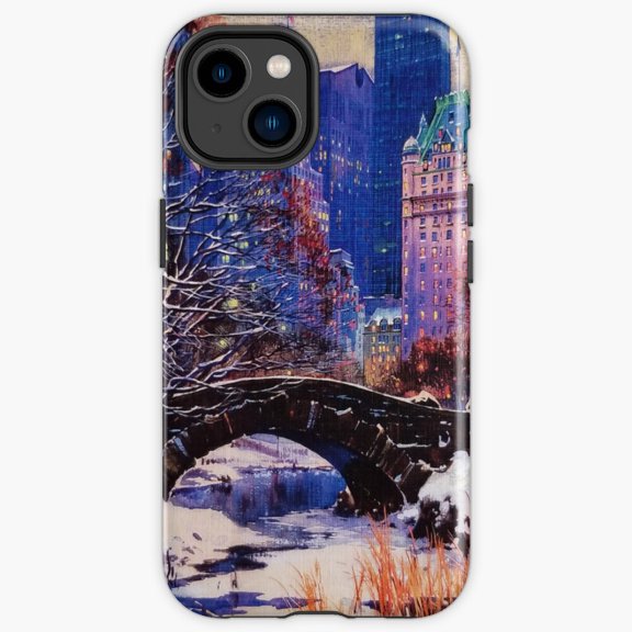 Protective iPhone Case Winter In New York Central Park Manhattan Skyline Phone Case IP13/14 Magnetic MagSafe Compatible