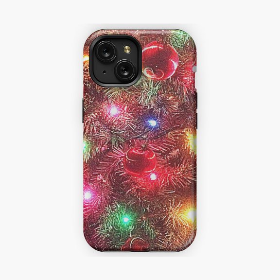 Protective iPhone Case Winter Lights Festive Seasonal Decorative Phone Case Bright Sparkle Bokeh Garland Pattern Shield IP13/14 Magnetic MagSafe Compatible