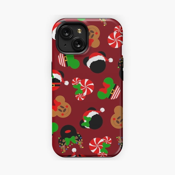Protective iPhone Case Winter Mouse Ears Festive Decorative Phone Case Theme Park Magical Vacation Guard IP16 Magnetic MagSafe Compatible