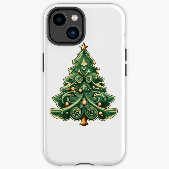 Protective iPhone Case Winter Pine Tree Traditional Bold Icon Guard Variant IP15 Magnetic MagSafe Compatible