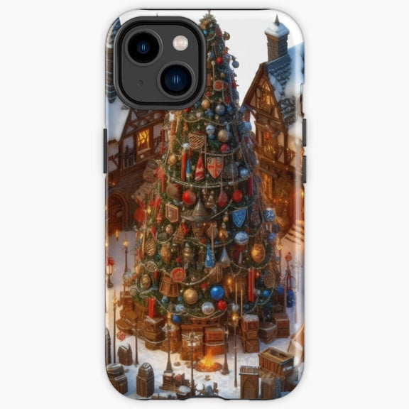 Protective iPhone Case Winter Village Miniature Houses And Tree With Presents Ornaments Cover IP16 Magnetic MagSafe Compatible