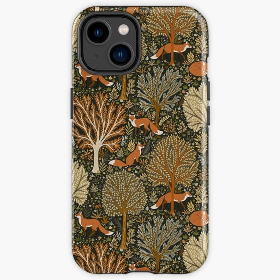 Protective iPhone Case Woodland Forest Fox Red Wild Predator Pine Tree Phone Case IP15 Magnetic MagSafe Compatible