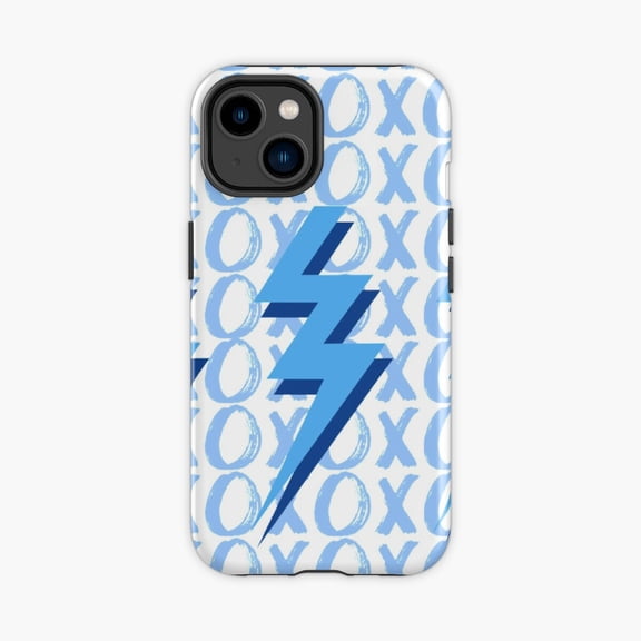 Protective iPhone Case XOXO Blue Lightning Bolt Phone Case IP13/14 Magnetic MagSafe Compatible