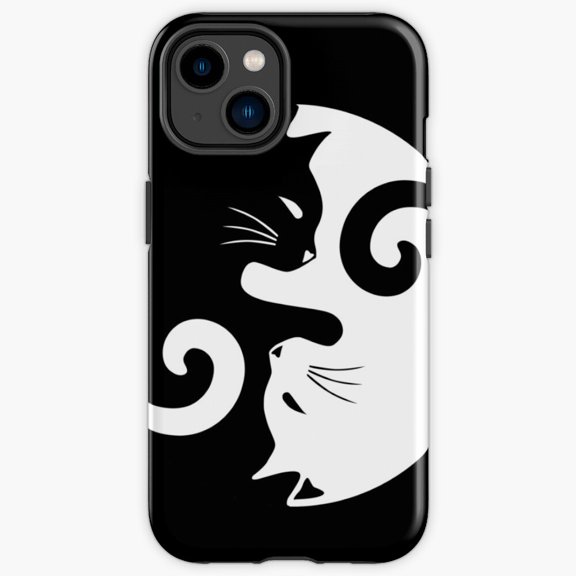 Protective iPhone Case Ying Yang Cats Black White Zen Feline Cover IP15 Magnetic MagSafe Compatible