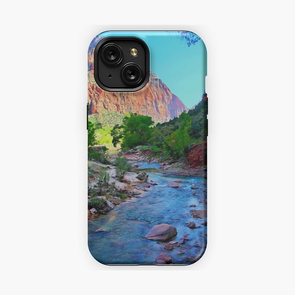Protective iPhone Case Zion National Park Scenic Landscape Artwork Phone Case IP13/14 Magnetic MagSafe Compatible