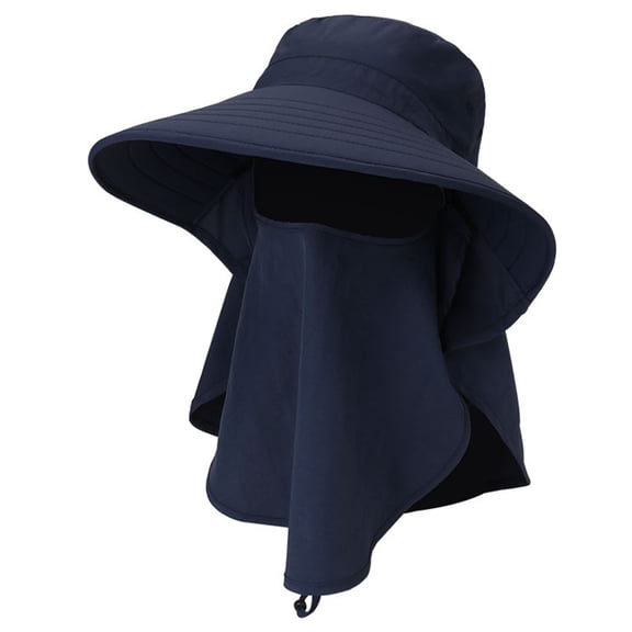 FONDOTIN Wide Brim Dark Sun Hat with Face Cover for Gardening, Beach, Outdoor Activities, UV