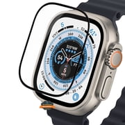 Protector For Apple Watch Ultra 49mm Series 1 LTE Tempered Glass Screen Protector [Full Coverage] Curved Fit Black Edged 9H Hardness Glass Protector Cover - Clear Black
