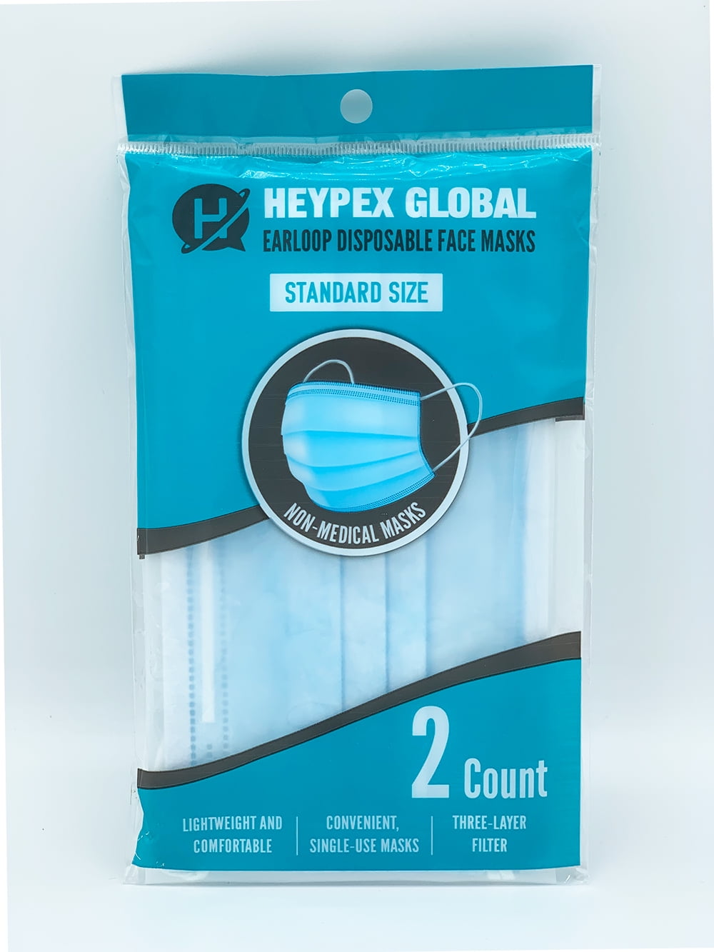 Protector Plus Disposable, One Size Earloop Face Masks, 2 Ct