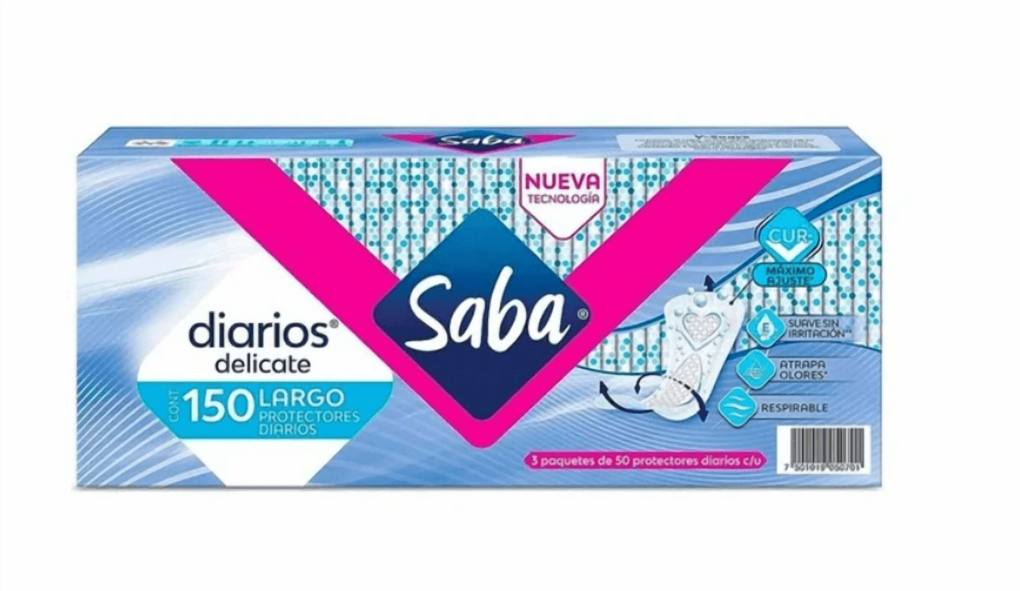Protector Saba Diarios Delicate Largos 150 pzas