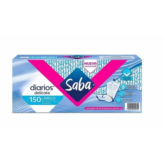 Protector Saba Diarios Delicate Largos 150 pzas
