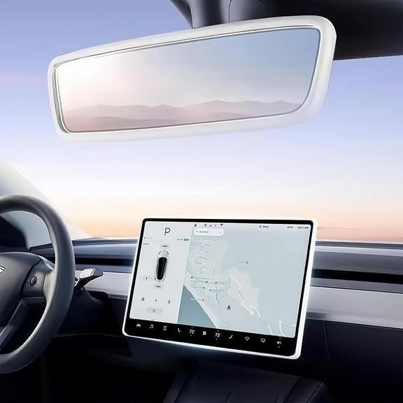 Protector Trim Frame Screen Edge and Rearview Mirror Cover Compatible with Tesla Model 3 Y 2020-2026 2 Pack