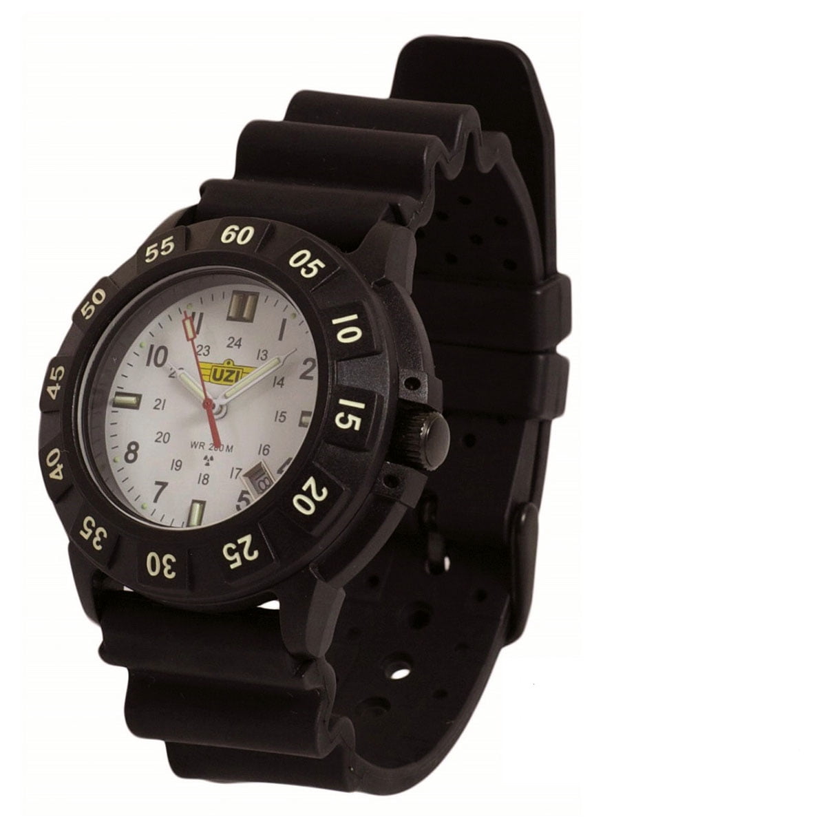 Uzi The Protector Black Face UZI-001-R Self-Illuminating Watch. Black  rubber wri 24718900148 | eBay