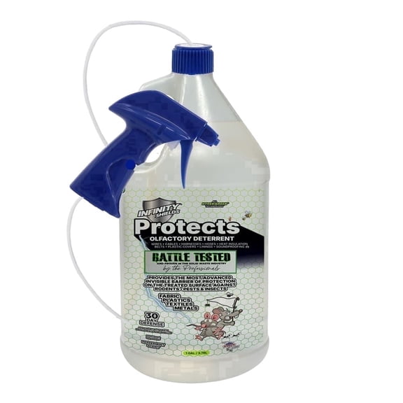 Infinity Shields Protects, Rodent & Insect Deterrent Spray, 1 Gallon W/ Remote Sprayer, Peppermint Scent