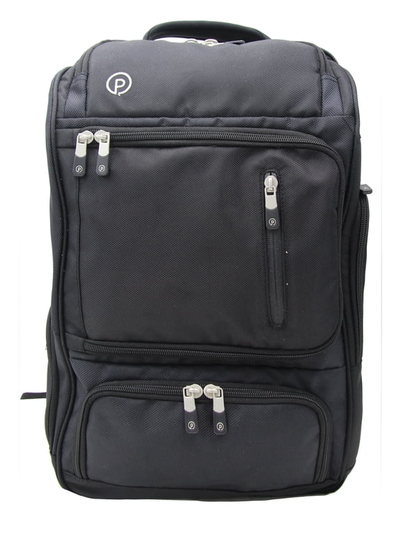 18" Weekender Travel Backpack with Laptop Pocket and Trolley Sleeve, Black