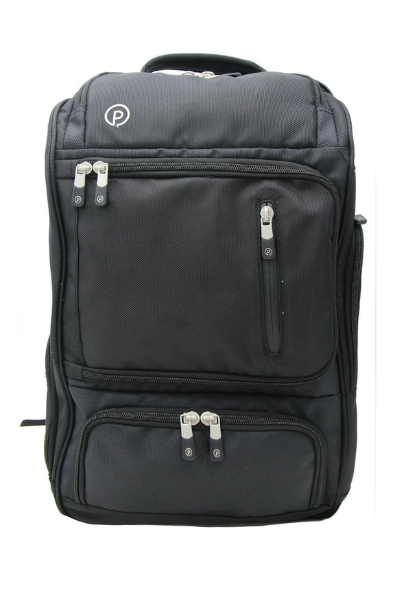 18" Weekender Travel Backpack with Laptop Pocket and Trolley Sleeve, Black