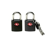 Protege 2 Pack Travel Zinc Alloy Suitcase Luggage Locks with Keys, Black