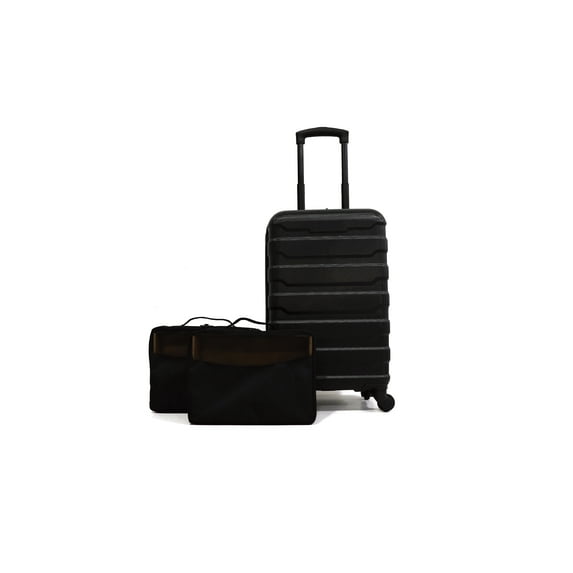 Protege 20" Hardside Carry On Abs Luggage with 2 Packing Cubes, Black