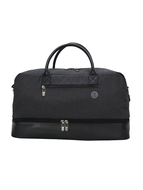 21 In Drop-Bottom Weekender Travel Duffel Bag, Charcoal