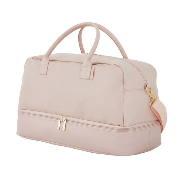 Protege 20” Drop Bottom Weekender Duffel Bag for Travel, Polyester Material, Carry-On Travel Bag, Pearl Blush
