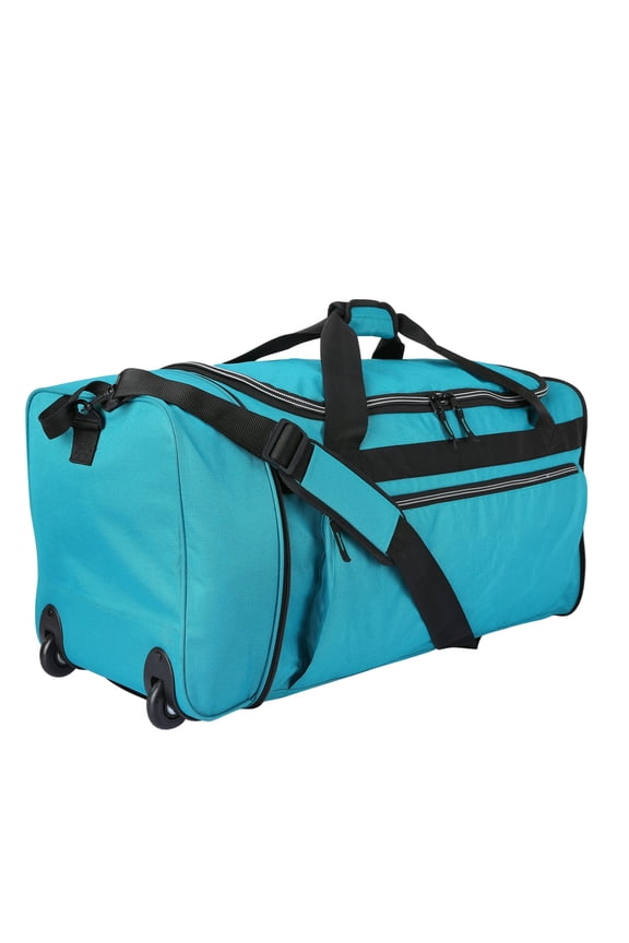 28-Inch Large Collapsible Rolling Duffel Bag in Teal Color