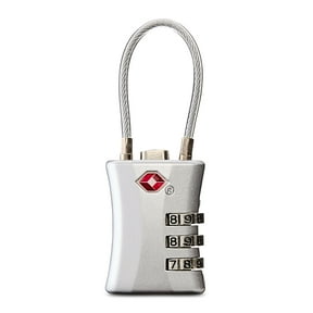 Protégé 3 Dial Combination Travel Flex Cable Luggage Lock, Zinc Alloy, TSA Approved, Silver