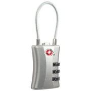 Protege 3 Dial Combination Zinc Alloy Travel Cable Luggage Lock, TSA Approved, Silver