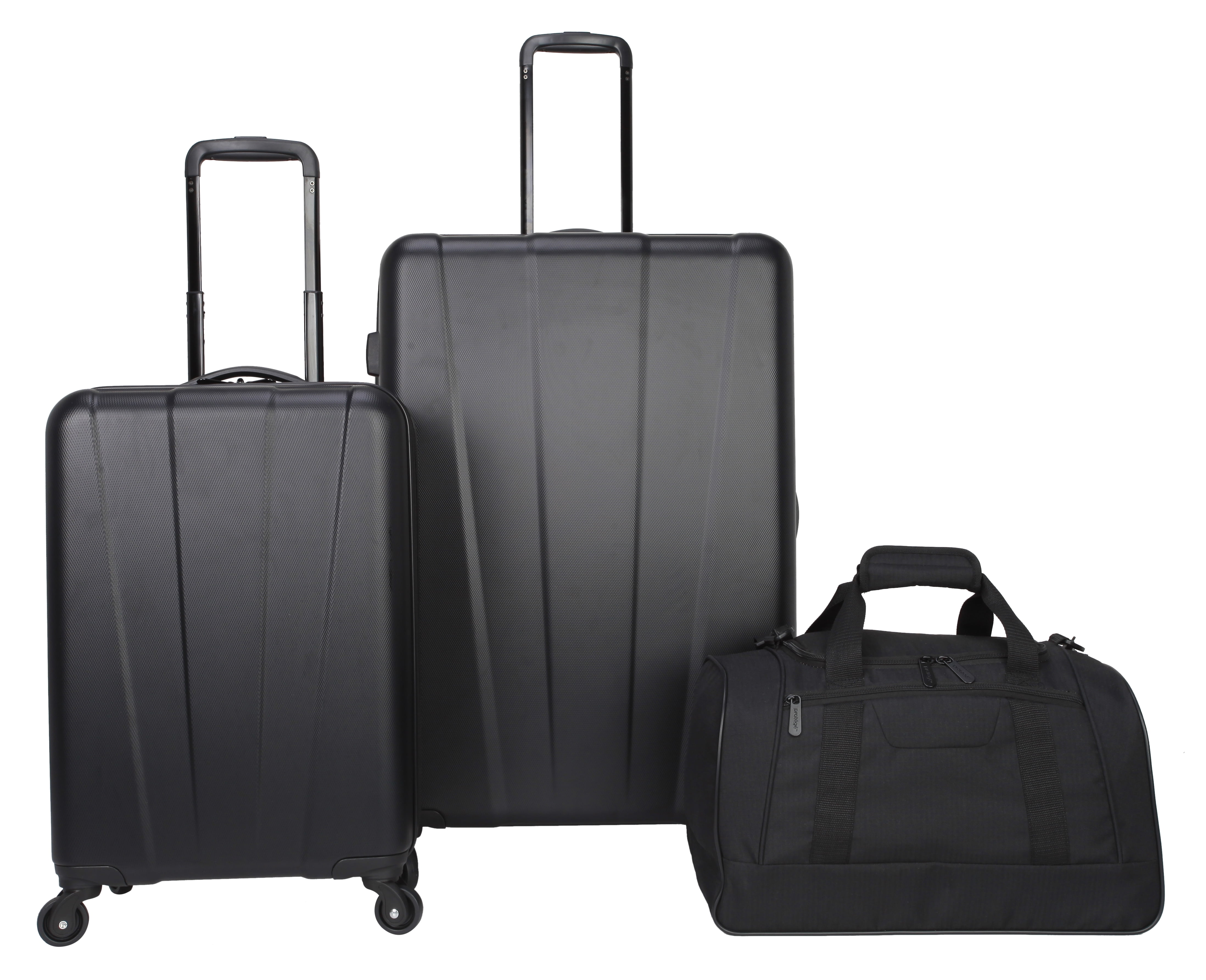 Protege 3-Pc Hardside Luggage Set, Includes 28 in Checked and 20 in Carry-on Luggage and 18 in Duffel, Black, All Ages