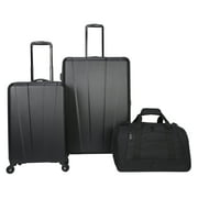 Protege 3-Pc Hardside Luggage Set, Includes 28 in Checked and 20 in Carry-on Luggage and 18 in Duffel, Black, All Ages