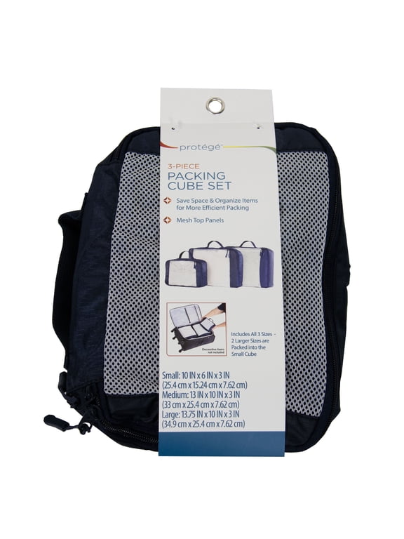 3-Piece Durable Packing Cubes Set with Mesh, Blue