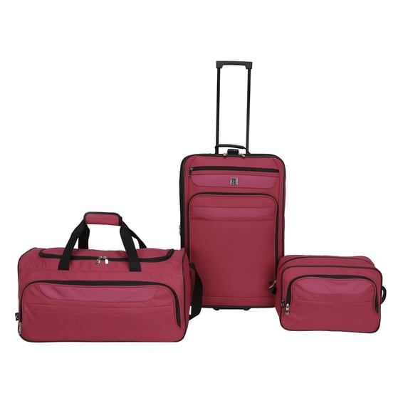 Protege 3-Piece Pink Luggage Set, Upright 24 in, Duffel 22 in, Boarding Bag 14 in