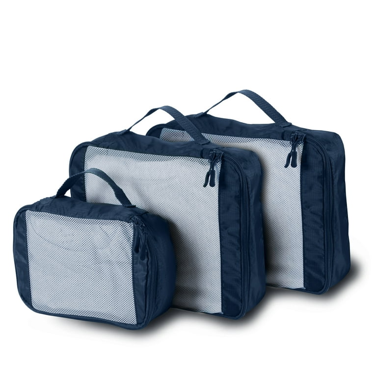  Compression Packing Cubes for Travel - Luggage and Backpack  Organizer Packaging Cubes for Clothes (Dusty Teal and White, 2 Piece Set)