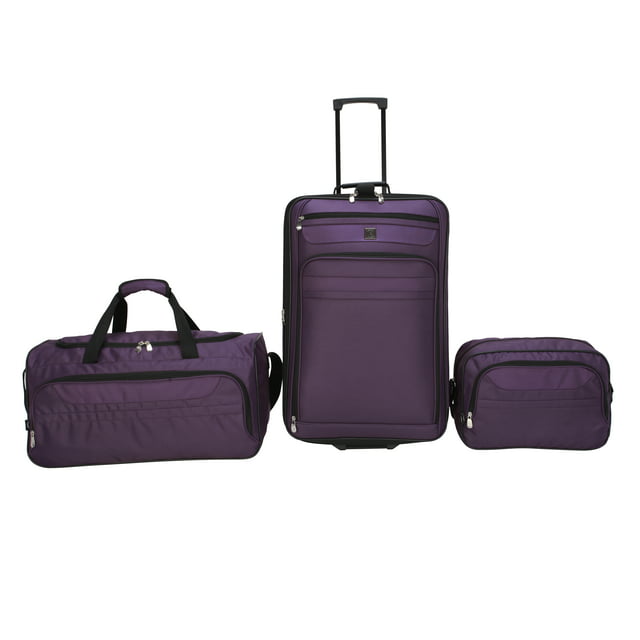 Protege 3 Piece Soft Side Luggage Travel Set including Suitcase, Duffel Bag, and Tote - Purple (Walmart Exclusive)
