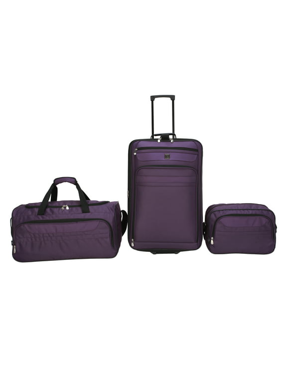 Protege 3 Piece Soft Side Luggage Travel Set including Suitcase, Duffel Bag, and Tote - Purple (Walmart Exclusive)