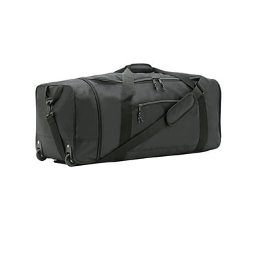 Protege 32 in Large Compactible Rolling Duffel Bag for Travel, Black