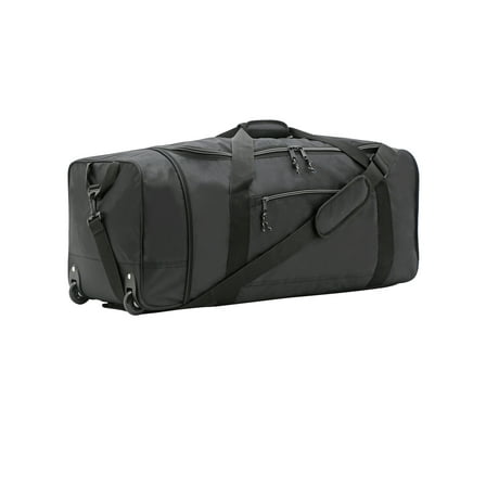 Protege 32 in Large Compactible Rolling Duffel Bag for Travel, Black