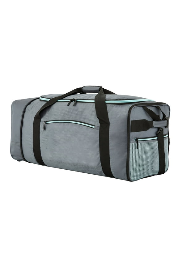32-Inch Large Compactible Gray Rolling Duffel Bag for Travel